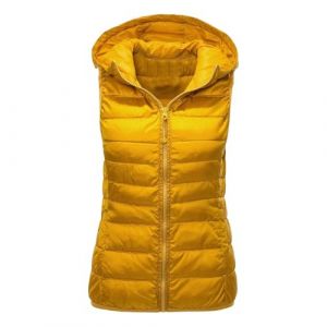 Doudoune sans Manches Femme Capuche Zipp&eacute; Veste Duveteuse Gilet sans Manche Femme Courtes Veste Matelass&eacute;e L&eacute;g&egrave;re Manteau Femme Hiver Chaude Chic Blouson Veste matelass&eacute;e sans manches Mode avec Poches (GUnakd, neuf)