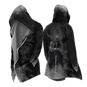 Celanisai V&ecirc;tements m&eacute;di&eacute;vaux pour homme - Costume d'Halloween Viking - Sweat &agrave; capuche - Veste mythe Odin - Veste de cosplay Assassin's Creed - Manteau scandinave - Cape pour cosplay, carnaval (Bieuzhlo, neuf)