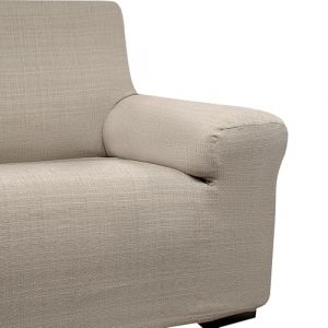 BLUZIMAN® Housse Canapé 2 Places, Couvre Canapé Fabriqué en Europe, Protege Canape Chat et Chien, Housse de Canapé Extensible Accoudoir, Tissu Premium (Deux Places, Lin) (BLUZIMAN, neuf)