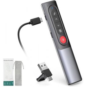 Skaaisont Telecommande Ordinateur Powerpoint, Pointeur Powerpoint du Présentateur avec Hyperlien et Bouton de Sourdine, pour Présentation, Enseignement, Bureau, Conférence,etc (Corps en Métal) (GULIJIN LIMITED, neuf)
