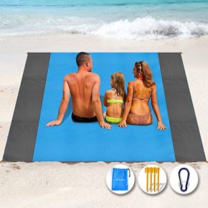 Henrycares Tapis de Plage 250 x 200cm Anti Sable, Couverture de Plage Large Imperm&eacute;able Compact Natte de Plage pour Plage, Camping, Picnic, Voyage (Bleu) (yangshangmaohang, neuf)