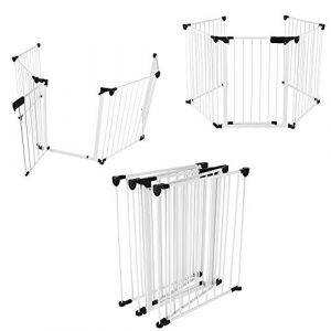 OHMG Barrière de sécurité Enfant,Barriere Escalier Pliable en Métal,Grille de Protection métal Grande Version 310CM,Barrière de Sécurité Enfant de Protection de Cheminée,5 Panneaux (jusiZL, neuf)