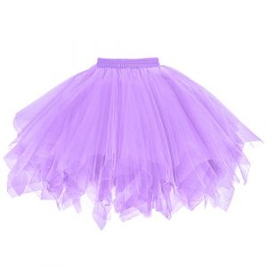 AUYAO Jupe en Tulle Femme, Adulte Jupe Tutu 3 Couches, R&eacute;tro Ann&eacute;e 80 F&ecirc;te Halloween Carnaval Costume, Accessoire Fluo Danse Habiller Soir&eacute;e Jupette Danse Classique Princess Dance Jupe (Violet Clair) (Yadark, neuf)