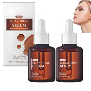 Sérum au glutathion avec 20 000 ppm de glutathion, blanchissant et apaisant pour la peau, revitalisant le teint, unifiant le teint, améliorant l'élasticité, hydratant en profondeur (2pcs) (henanningmeng, neuf)