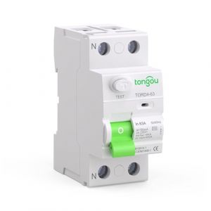 TONGOU Type A Disjoncteur Différentiel 63A 100mA 230V 1P+N, convient aux maisons familiales, aux petits bâtiments commerciaux et à d'autres scénarios (Tongou Electrical, neuf)