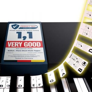 Autocollants de piano amovibles &ndash; Bandes en silicone r&eacute;utilisables &ndash; &Eacute;tiquettes de notes pour 88 touches de taille normale &ndash; Apprenez avec des autocollants de clavier de piano pour d&eacute;butants &ndash; Bo&icirc;te (Belfort, neuf)