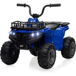 Quad Électrique 12V pour Enfants 2-5 Ans - Véhicule Tout Terrain avec Musique, LED, 2 Vitesses et Pneus Solides - Jouet Sécurisé Garçon Fille (Bleu) (HazhiJie, neuf)