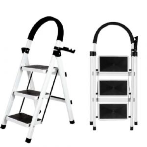 OHMG Escabeau 3 Marches avec Plateforme de Travail, Charge 150 kg Escabeau Pliable, Larges Marche Pied Pliable Antid&eacute;rapantes, Tabouret en Acier Marche Pied Adulte,Charge 180 kg (jusiZL, neuf)