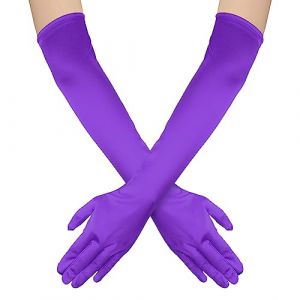 NQEUEPN Long Gants Femme, 52cm Long Gants Satin Gants Opéra Extensibles des Années 1920 Soins des Mains Gants Hydratants pour Femmes Filles Soirées Dansantes(violet) (Jenniy, neuf)