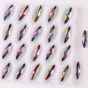 Cristal de verre 4 * 15mm forme mince arc-en-ciel gelée bonbon point arrière colle sur perles de strass applique bricolage coupe-A14 Flame RB,4x15mm 50pcs (xiekedihaowu, neuf)