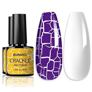 BURANO Vernis à ongles multicolore crack gel, vernis à ongles + vernis à ongles en gel blanc 2 flacons, séchage à l’air requis (Violet) (BURANO Direct, neuf)