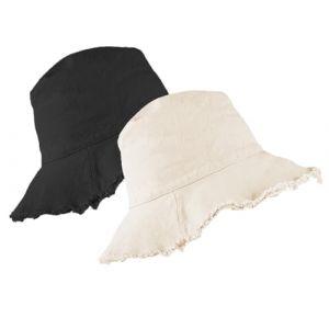 Chapeau bob en coton d&eacute;lav&eacute; avec protection solaire &ndash; Chapeau d'&eacute;t&eacute; &agrave; large bord (bord de 8,1 cm) (taille : S-M), Beige + noir 2 pi&egrave;ces, Taille M (kejiedamai, neuf)