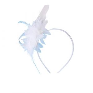 Chapeau bibi pour femme avec fleurs et plumes en maille - Pour cocktail, f&ecirc;te, mariage - Accessoires pour cheveux - D&eacute;coration de t&ecirc;te (blanc) (YUJXOBC, neuf)