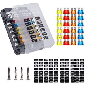 Greluma Bloc fusible &agrave; lame 12 voies, porte-fusible &eacute;tanche 12 V, bo&icirc;te &agrave; fusibles bus n&eacute;gatifs &agrave; 12 circuits avec indicateur LED pour v&eacute;hicules automobiles camions bateaux marins RV Van (Lumatech-EU, neuf)