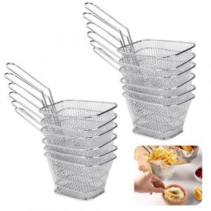 EUIEUT Panier à Frites en Acier Inoxydable 12PCS Panier Frites Individuel Inonxydable Mini Paniers à Frites Paniers à Frites Chips Crépine Panier à Frites Individuel pour Frites, Snacks Cestas (Well buy, neuf)