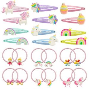Lot de 24 barrettes à cheveux pour fille - Licorne - Serre-tête à paillettes - Clips de dessin animé - Pour enfant - Mignon porte-queue de cheval - Pour anniversaire de fille - Accessoire de cheveux (XINYAO-EU, neuf)