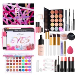 Kit de maquillage pour d&eacute;butants | Kit de maquillage de voyage pour femmes | Kit de maquillage professionnel, kit de maquillage portable, kit de maquillage pour d&eacute;butants (queen'style, neuf)