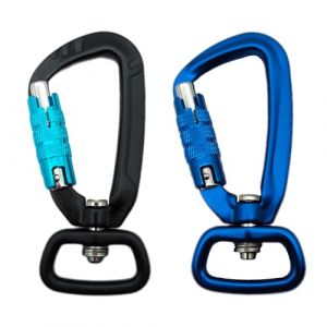 XCSJ Mousqueton avec Pivot en Aluminium, avec Capacité De Charge De 400 Kg,Mousqueton Pivotant À 360 Degrés pour Laisse De Chien, Extérieur, Porte-Clés,2 Pcs (Noir + Bleu) (HaoQing, neuf)