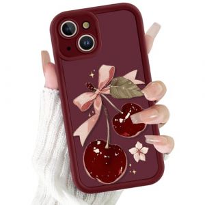 Yoedge Coque pour iPhone 15 Fleur &Eacute;tui Cerise, Aesthetic Rouge Noeud Mignon Motif Design pour Femmes Fille, Silicone Housse Antichoc Cam&eacute;ra Protecteur Bumper Cover Case pour iPhone 15 6,1",&Eacute;t&eacute; (VIP FLAG CENTER, neuf)