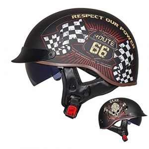 ACLFFSHOP Demi Casque De Moto, Casque Jet R&eacute;tro, Casque Bol Moto Homologu&eacute; ECE, Casques Vintage &agrave; Face Ouverte, avec Pare-Soleil et Doublure Int&eacute;rieure Amovible, pour V&eacute;los Motos Scooter (GXPgxp, neuf)