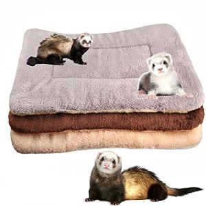 Lot de 3 lits en polaire pour petit animal, chauds et moelleux, tapis de couchage pour chaton, lapin, chinchilla, écureuil, hérisson (taille L : 48 x 30 cm, E) (BundleMall, neuf)