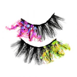 VICASKY 1 paire de faux colorés avec paillettes classiques extensions de individuels faux paillettes faux scintillants femmes plastique (Belicious Helper, neuf)