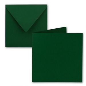 Lot de 10 cartes pliantes carrées, 15 x 15 cm, avec enveloppes, vert foncé, collage humide, pour cartes de vœux, invitations et plus encore (GUSTAV NEUSER GmbH, neuf)