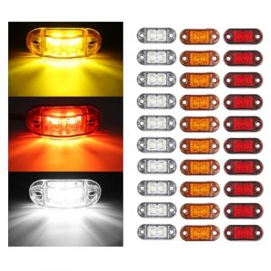 NEWFUN 30x Feu De Gabarit Remorque 12 / 24V Feux de Marquage Latéral Remorque Lampe 3000K,Feux De Gabarit Led 24v Camion, LumièRe D’Avertissement Pour Camion Rv Caravane (Rouge+Jaune+Blanc (guangfanouzhou, neuf)