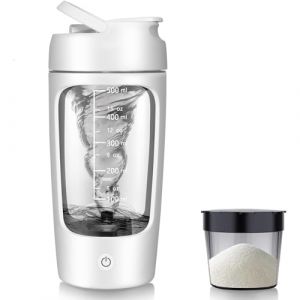 Protéine Shaker électrique 650ml, USB C Rechargeable Electric Protein Shake Mixer, Bottle de Protéines électrique avec Plateau de Poudre, Shaker Bottle pour Shakes Protéinés (Blanc) (CZWTingwei, neuf)