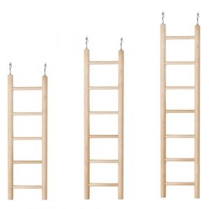 Sarini Échelle d'escalade Suspendue pour Oiseaux, 3 pièces, échelle en Bois pour Oiseaux, Perroquet, Hamster, Cage, échelle d'escalade Suspendue, adaptée aux perroquets, cacatoès, Accessoires (Sarini EU, neuf)