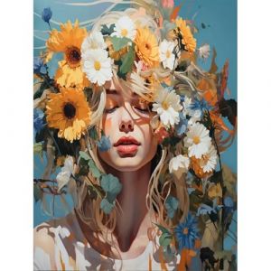 HEIBAGO Peinture par numéros pour Adultes, Fille Fleurie Kit de Peinture à l'huile sur Toile par numéro pour Débutants, Peinture à l'huile DIY pour la décoration de la maison,30X40cm (JINYULIANG, neuf)