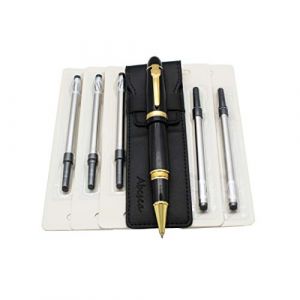 Abcsea Stylo Roller Heavy Big 159 et 5PCS, recharges de stylo &agrave; encre noire, recharges de stylo &agrave; bille avec couvercle, pointe moyenne - stylo noir et recharges de spirale noires (0.5MM) (Abcsea EU, neuf)