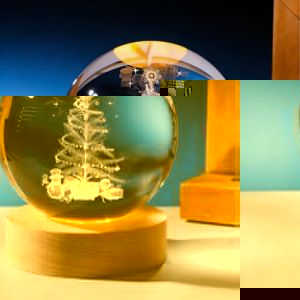 TaimeiMao Veilleuse Boule de Cristal 3D,Boule Cristal Lumineuse Sapin de No&euml;l,Lampe 3D avec LED Multicolore Base en Bois,Veilleuse - Cadeau - No&euml;l D&eacute;coration Fantaisie de Chambre (LUYUXUAN LIMITED, neuf)