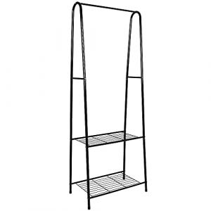 LANTUS Portant/Penderie à vêtement Métal étendoir, séchoir à Linge Porte-vêtements - Porte-vêtements pour chambre à coucher - Avec compartiments à 2 niveaux (Noir-59.5*36.5*160cm) (Hechheu, neuf)