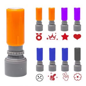 Sxutop 8 Pièces Tampon Encreur Enseignant Set Tampon Auto Encreur pour Encourager Élèves Tampons enseignants avec 8 motifs tampon D'éCole en Plastique pour Encourager Motiver Élèves (Shuangxuu, neuf)