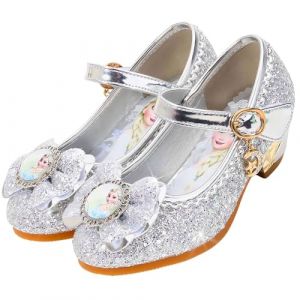 Vorkhuaeri Basket Enfant Fille Princesse Elsa, Chaussures de Danse Paillettes Costume Princesse, Adaptées pour Habiller Fête Cosplay Mariage Noël (D2-Silver,27) (Vorkhuaeri, neuf)