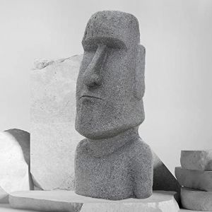 ECD Germany Figurine Moai Tête de Rapa NUI 78 cm de Haut, en Pierre Moulée, Résistante aux Intempéries, Gris, Statue de l'Île de Pâques Décoration pour Maison, Jardin, Sculpture d'Intérieur/Extérieur (ECD-Germany, neuf)