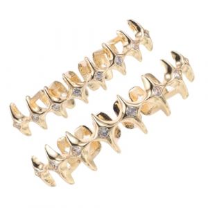 minkissy Bretelles En Hip Hop Houblon Accessoires De Fête Dents Hip Hop Étoile Pour Costume Diamant Hommes Femmes Déguisement De Rappeur Dents Plaquées Bijoux Ton Métal Golden (Master Self, neuf)