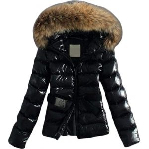 Yancremio Doudoune d'hiver pour Femmes Mode décontractée avec col en Fourrure Doudoune à Capuche extérieure Coupe-Vent imperméable Brillante Doudoune (Noir,S) (Luyanmaoyi, neuf)