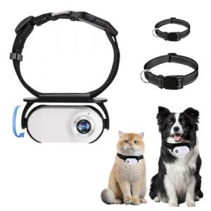 Jiawu Cam&eacute;ra pour Collier de Chat, Collier de Cam&eacute;ra pour Animaux de Compagnie HD 1080P, Collier de Suivi de Chien Grand Angle 120 &deg;, Cam&eacute;ra d'action Sportive pour Enregistrements (Folanda, neuf)