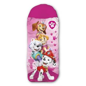 Sac de couchage Paw Patrol pour enfant - Rose - 140 cm + 30 cm (capuche) x 70 cm - Idéal pour extérieur/intérieur avec Skye, Everest, Liberty, Marshall, sac de couchage sarcophage pour filles et (BERONAGE, neuf)