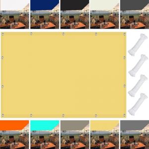 Voile Ombrage 2 x 5 m Facile à Nettoyer avec Oeillets et Cordons Brise Vue pour Balcon pour Jardin, Terrasse, Pelouse, Balcon, Camping, Jaune Sable (FEIJUAND, neuf)