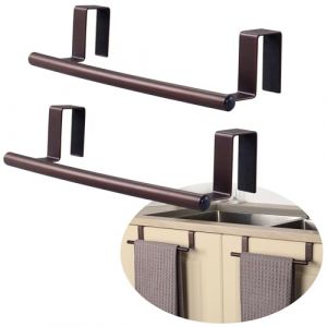 KES KTH500S26-OB-P2 Lot de 2 porte-serviettes de cuisine pour armoire, barre porte-serviettes avec crochets &eacute;tendus Marron (KES Home Global, neuf)