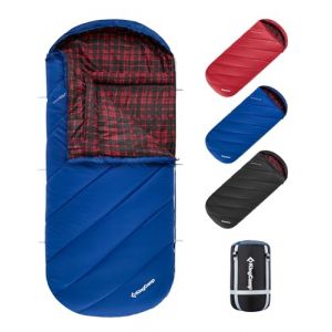 KingCamp Sac de Couchage Camping 3-4 Saisons Extra Large 220x100 cm Sac de Couchage Adulte Enfant Ultralight Portable Flanelle de Coton Grand Froid pour Trekking Randonnée Extérieur Intérieur Voyage (FamilyCamping EU, neuf)