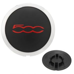 HAMKU 1 Pièces Enjoliveur Pour Fi-At 500, Accessoire Pour Garniture De Capuchon De Roue 500, Accessoires De Mise À Niveau De Capuchon De Roue Central Extérieur Remplacement Pour 500(Rouge Argent) (STAR JINGWEN, neuf)