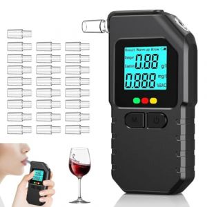 Alcootest Professionnel,Ethylotest Electronique &agrave; Double Capteur, Alcootest Ethylotest Electronique,avec &Eacute;cran LCD num&eacute;rique et 25 Embouts,pour Usage Personnel et Professionnel (MATTHAIOU, neuf)