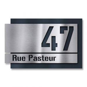 Metzler® plaque numéro de maison avec découpe laser et effet 3D anthracite RAL 7016 design moderne et robuste acier inoxydable V2A montage facile personnalisable 600 x 400 mm (Metzler GmbH, neuf)