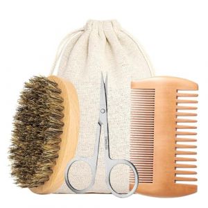 Brosse À Barbe,Brosse Barbe Poil De Sanglier,Brosse Barbe Homme,Moustache En Poil De Sanglier,Ensemble Brosse Et Peigne À Barbe,Brosse À Barbe En Poils De Sanglier,Avec Peigne À Barbe,Ciseaux À Barbe (charey, neuf)