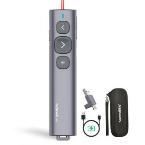 Norwii N95 Clicker de pr&eacute;sentation avec r&eacute;cepteur USB-C A, PowerPoint Clicker pour t&eacute;l&eacute;commande de pr&eacute;sentation, pointeur de pr&eacute;sentation sans Fil Rechargeable, Slide Clicker (Rouge, USB-AC) (norwii, neuf)