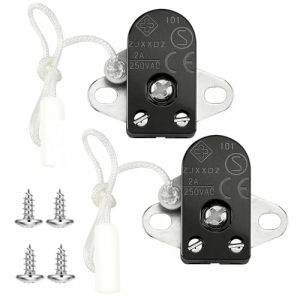 Lot de 2 Interrupteur &agrave; Tirette avec Cordon 250 V/2 A, Mini Interrupteur &agrave; Tirette &agrave; Action Lat&eacute;rale pour Lampadaires, Lampes de table, Appliques Murales et Ventilateurs de Plafond (KangBinHuiStore, neuf)